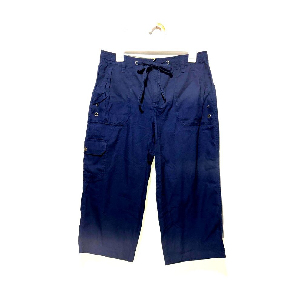 Classic Editions capri pants outdoors cargo coastal nautical navy blue women M